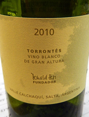 Torrontes Vino, white wine from Argentina